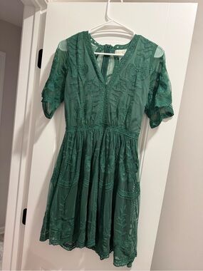 Altar’d State Green Embroidered V-Neck Dress Size Medium